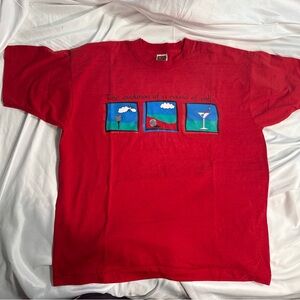 Red Graphic T-Shirt single stitch vintage golf themed fruit of the loom best